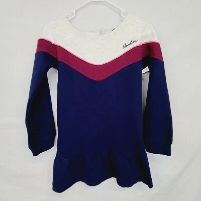 Nautica Girls Size XL 16 Gray Maroon & Blue Comfortable Sweatshirt Dress  - Image 1 of 3