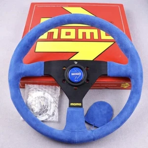 MOMO MC classic 350mm 14' Blue Suede Leather Sport Steering Wheel  thicked spoke - Bild 1 von 4