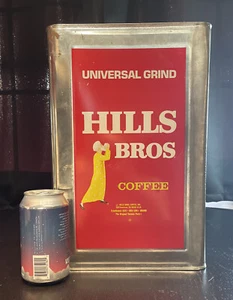 Vintage HILLS BROS COFFEE Universal Grind 20 LB TIN Huge Red Can San Francisco - Picture 1 of 9