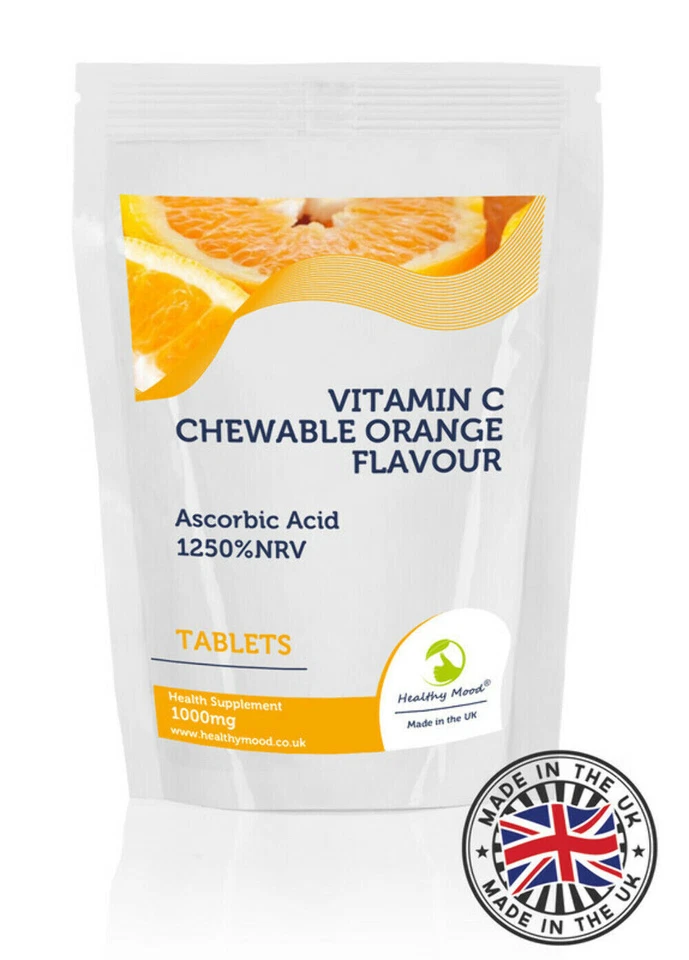 Tabletas masticables de vitamina C sabor naranja 1000 mg paquete de 500 a granel Foto 1 de 3