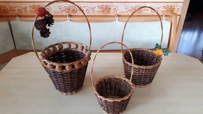 3x Weidenkorb / Übertopf mit Henkel - Bild 1 von 2