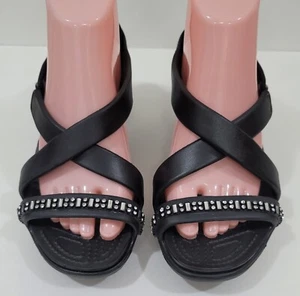 Crocs Cyprus IV schwarze Sandalen mit Absatz und Strass NEU Gr.9 - Bild 1 von 8