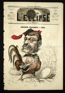 The Eclipse André Gill AUGUSTE VILLEMOT Director Of Figaro Coq 1868 - Picture 1 of 1