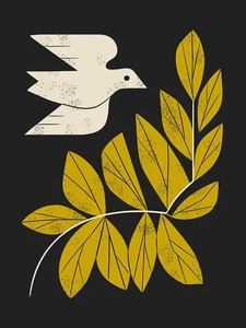 Dove and Branch Art Print by Renea L. Thull 11 x 14 in. Paper Size New Unframed - Picture 1 of 1