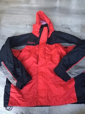 Columbia Fire Ridge Men’s Size L Large 3 In 1 Coat Red/Black/Gray Hooded Jacket - Image 1 of 4
