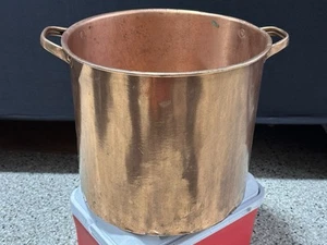 Copper Antique Handmade Pot Riveted Handles Vintage 12” Diameter 11.5” Deep - Picture 1 of 8