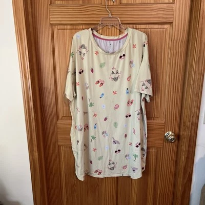 Camisa de noche Secret Treasures amarilla con estampado de playa de verano para mujer talla 2x/3x Foto 1 de 4