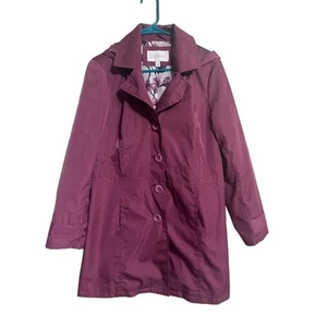 Relativity Purple Trench Coat Jacket with removable hood Size Medium - Picture 1 of 8