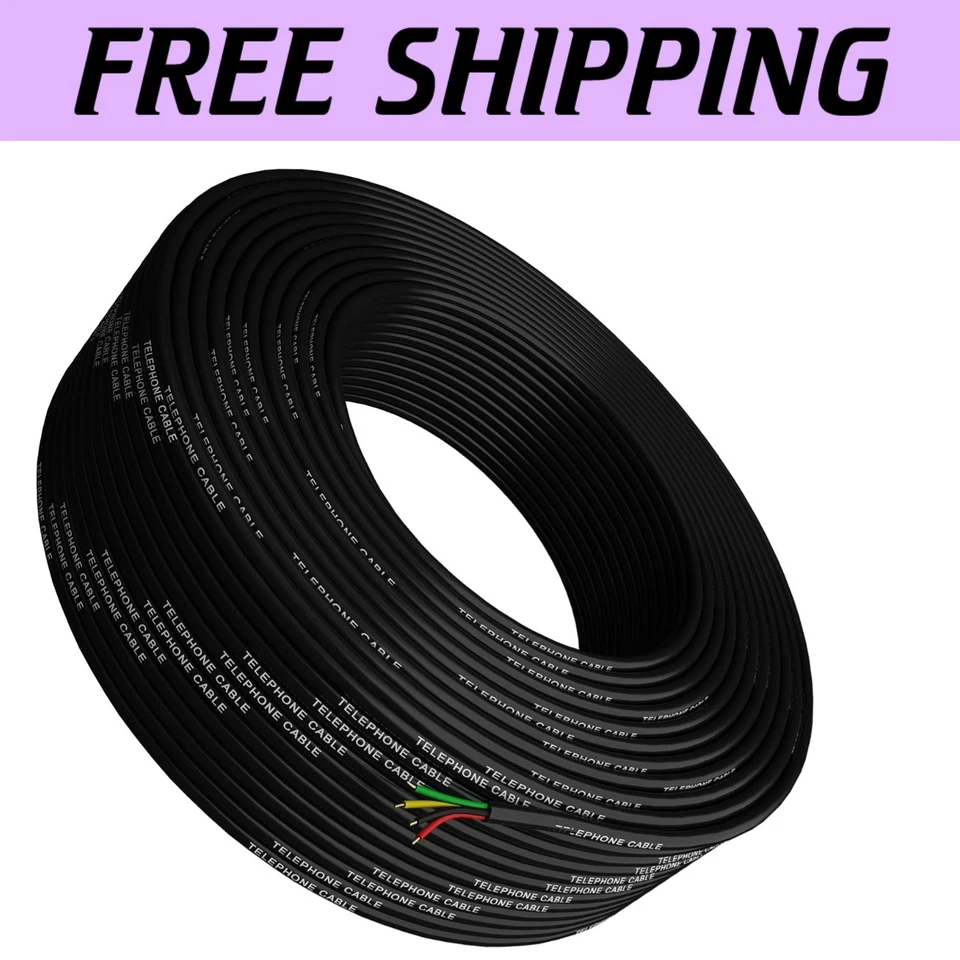 Durable 26 AWG Phone Cable 300ft Roll - PVC Shielded for Enhanced Signal Quality - Image 1 of 4