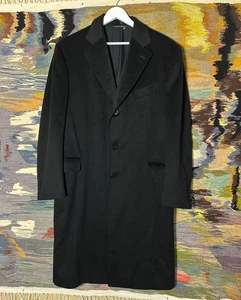 Canali Wool Cashmere Lana Overcoat / Top Coat Size US 42 EU 52 Black EXCELLENT - Picture 1 of 20
