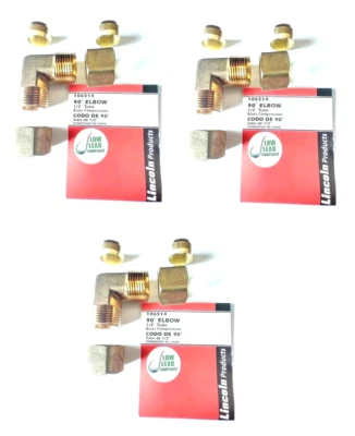 (3 Sets) 1/2" Brass 90 Degree Compression Elbow Lincoln Products 106514 - Image 1 of 3