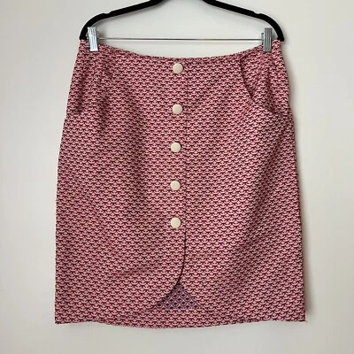 Alice's Pig Red White Front Buttons Brooke's Bavaria Mini Skirt, size 8 - Image 1 of 4
