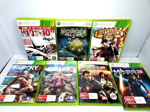 7x Xbox 360 Game Lot of Bioshock Far Cry Mass Effect Batman Bundle Shooter RPG - Picture 1 of 9