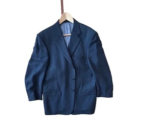 Tallia Uomo Vintage Suit Mens Blue Blazer Jacket Business 43R 100% Wool Top - Picture 1 of 24