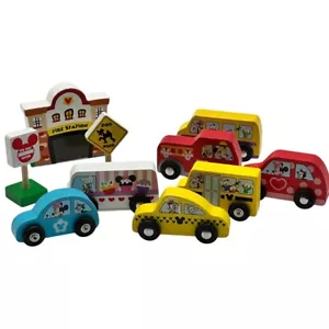 MELISSA AND DOUG Disney Wooden Vehicles Mickey Minnie Daisy Bus Taxi Firetruck - Picture 1 of 10