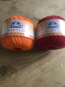 Dmc babylo 20 crochet cotton 2x 50g balls 1 X Red, 1 X Orange - Picture 1 of 4