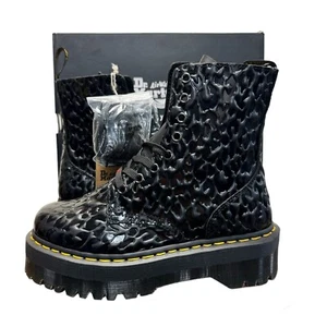 Dr Martens Jadon X-Girl Collab Black Leopard Emboss Combat Boots Women’s 7 US - Picture 1 of 10