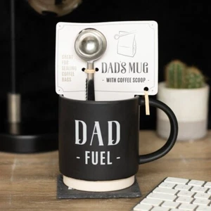 Taza de combustible para papá y cuchara de café clip tazas taza set de regalo juego de regalo día del padre Reino Unido - Imagen 1 de 6