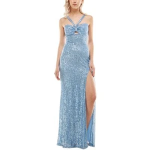 B. Darlin Womens Blue Sequined Long Evening Dress Gown Juniors 15/16 BHFO 7133 - Bild 1 von 4