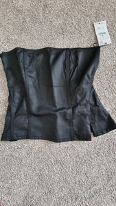 BNWT ZARA corset Black coated denim bustier boobtube top, size L LARGE Corsetry - Picture 1 of 13
