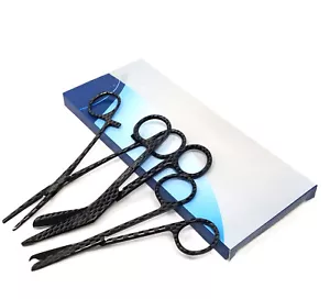 3 Piezas Tijeras de Enfermera Grabadas con Láser Negras Pinzas Hemostático en Caja de Regalo-Nido de Apio - Imagen 1 de 3