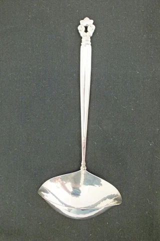 Vintage Georg Jensen Acorn Large Ladle Solid Sterling Silver 7 3/4" Oval Mark Cover