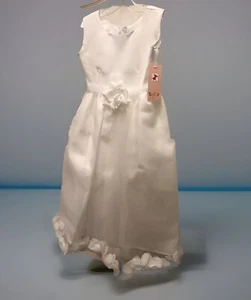 White Flower Girl Dress Sz 5 Rose Petals Wedding Birthday Special Occasion NWT - Picture 1 of 10