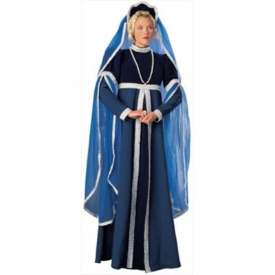Renaissance Lady Windsor Costume Quality 2 Pc Blue/Silver Dress & Headpiece Lg - Image 1 of 4