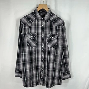 High Noon Shirt Mens Lg Black Plaid Pearl Snap Cowboy Rodeo Country Western - Picture 1 of 14