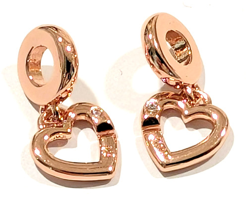 PANDORA Authentic Pandora Charm, ROSE Linked Sisters Heart Dangle ...