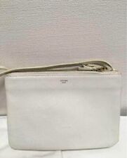 Celine Shoulder Bag Leather White Authentic F04291100