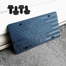 Harley Davidson Flag License Plate Matte Black with Bolts - MADE IN THE USA!