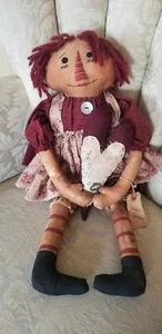 2008 Patches And Weeds "Annie Valentine" Primitive Folk Art Doll - Bild 1 von 5
