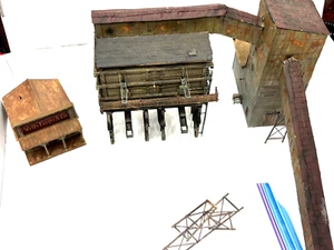 HO Wood Handmade Coal Station with Store Inv #DA082 - Picture 1 of 11