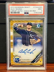 Alec Marsh 2019 Bowman Chrome Gold Wave Refractor AUTO #/50 PSA 9 MINT Autograph