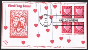Cut paper Heart B4 - 2014 FDC, SC# 4847,  Flap Open - Picture 1 of 1