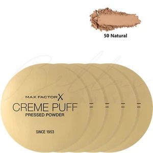 MAX FACTOR Creme Puff Pressed Compact Face Powder - 50 Natural *PACK OF 5* - Picture 1 of 6