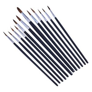 12PC FINE TIP POINTED ARTIST PAINT BRUSH SET BRUSHES ACRYLIC WATERCOLOUR OIL