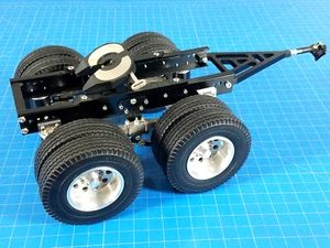 Tamiya 1/14 R/C Semi Tractor Trailer 2 Axle Dolly Pin Mount Coupler Aluminum Rim - Picture 1 of 12