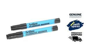 2x Artline Plumbers Permanent Marker Pen Marks Wet Surfaces Pipes Plastic Metal - Picture 1 of 2