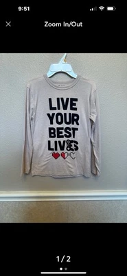 Camisa The Children’s Place bege manga longa coração gráfico meninos tamanho M 7/8 nova sem etiquetas - Imagem 1 de 3