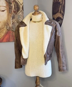 Vintage 90s Wilson Leather Distressed Aviator Bomber Jacket Retro - Bild 1 von 19