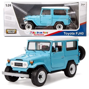 Toyota Land Cruiser FJ40 azul cielo con ruedas todoterreno personalizadas 1/24 diecast mo... - Imagen 1 de 9