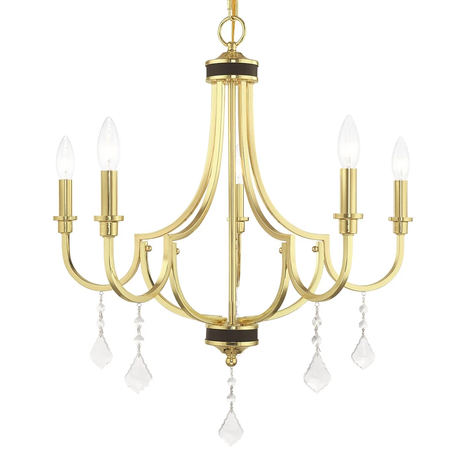 Livex Lighting 41275-02 Glendale 5 Light Chandelier Polished Brass