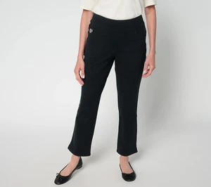 Quacker Factory  Flat Waist Straight Leg Ankle Pants-Black-XL A696902 - Picture 1 of 1