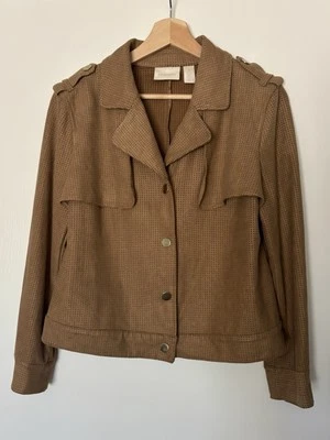 Chaqueta Blazer Abrigo Chico’s Marrón Suave Beige Moteado Otoño Oficina Cutie Talla 1 Foto 1 de 4