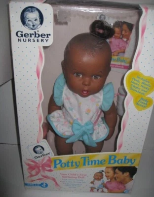 Muñeca bebé afroamericana Gerber Nursery Potty Time 1994 en caja original Foto 1 de 4