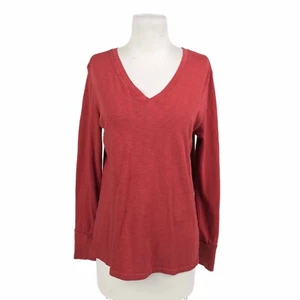 American Giant Oberteil Damen Medium Langarm V-Ausschnitt Supima Baumwolle T-Shirt - Bild 1 von 9