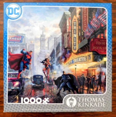 Thomas Kinkade DC Comics 1000 Pc Puzzle Batman Superman Wonder Woman Trinity - Image 1 of 2