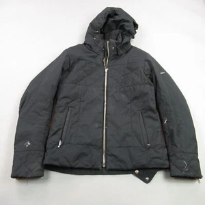 Descente Coat Womens Medium Full Zip Long Sleeve Outdoors Black - Picture 1 of 12